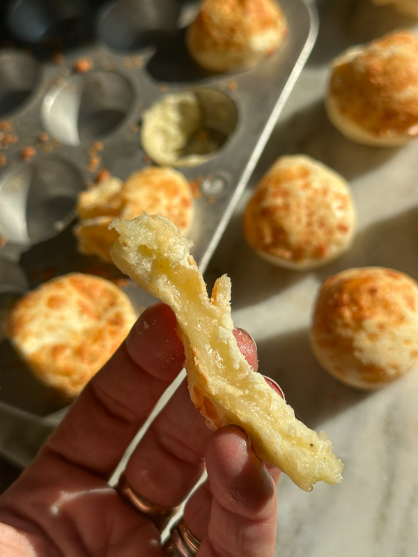 Brazilian Cheese Bread- made with mini muffin tins. Try this gluten free snack! Recipe on Shutterbean.com