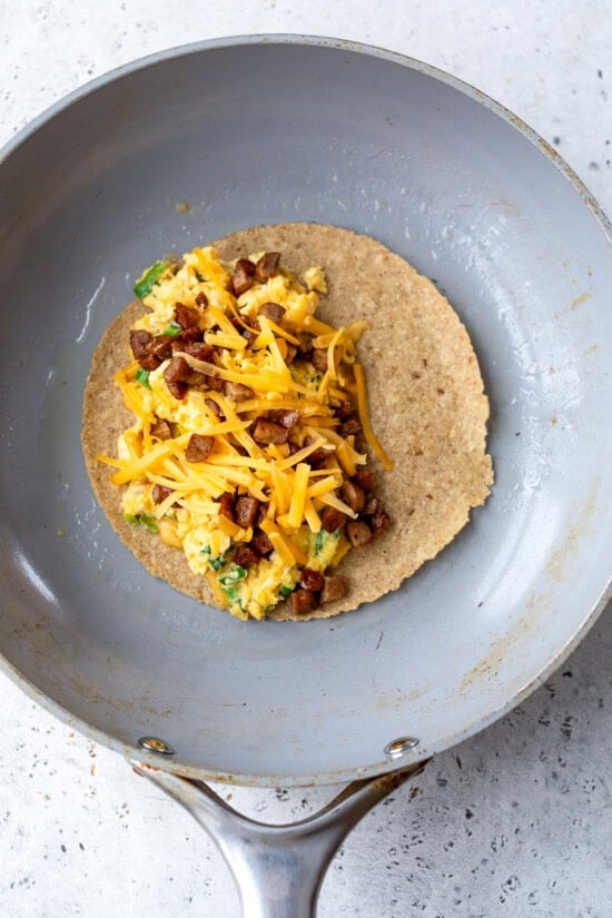 Breakfast Quesadilla in skillet