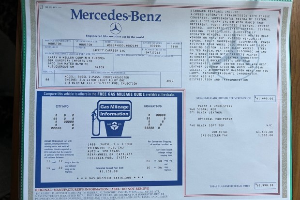 1988 Mercedes-Benz 560SL