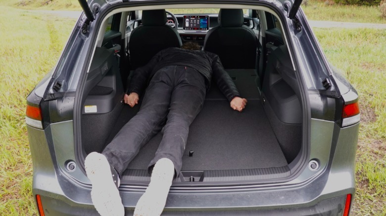 A photo of me face down in the trunk of the new Tiguan