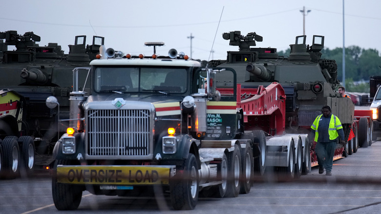 Tank being moved by truck in D.C.
