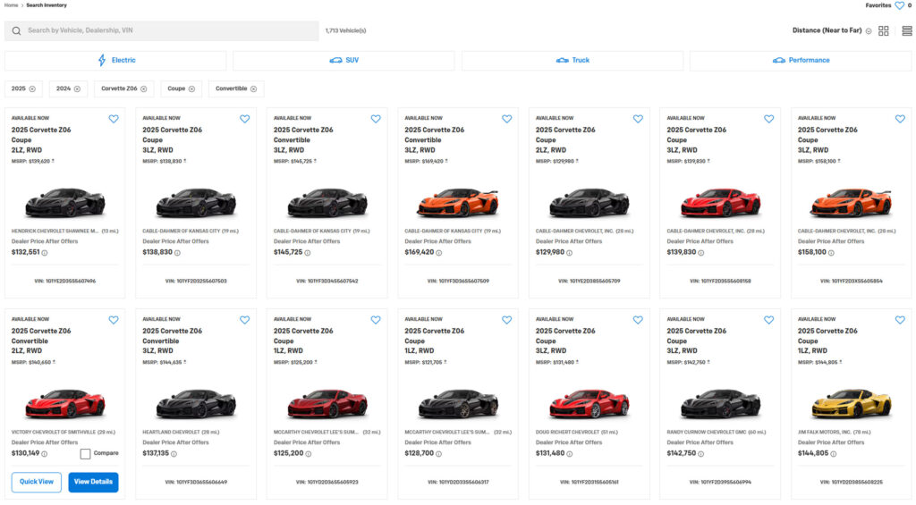 New Corvette Z06s Are Piling At Dealer Lots As Discounts Surge