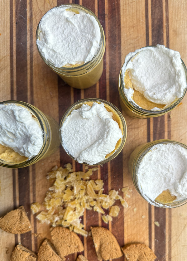 Creamy Ginger Pumpkin Mousse made with pumpkin, warm spices, fresh ginger, and homemade whipped cream. An easy, egg-free fall dessert perfect for Thanksgiving.